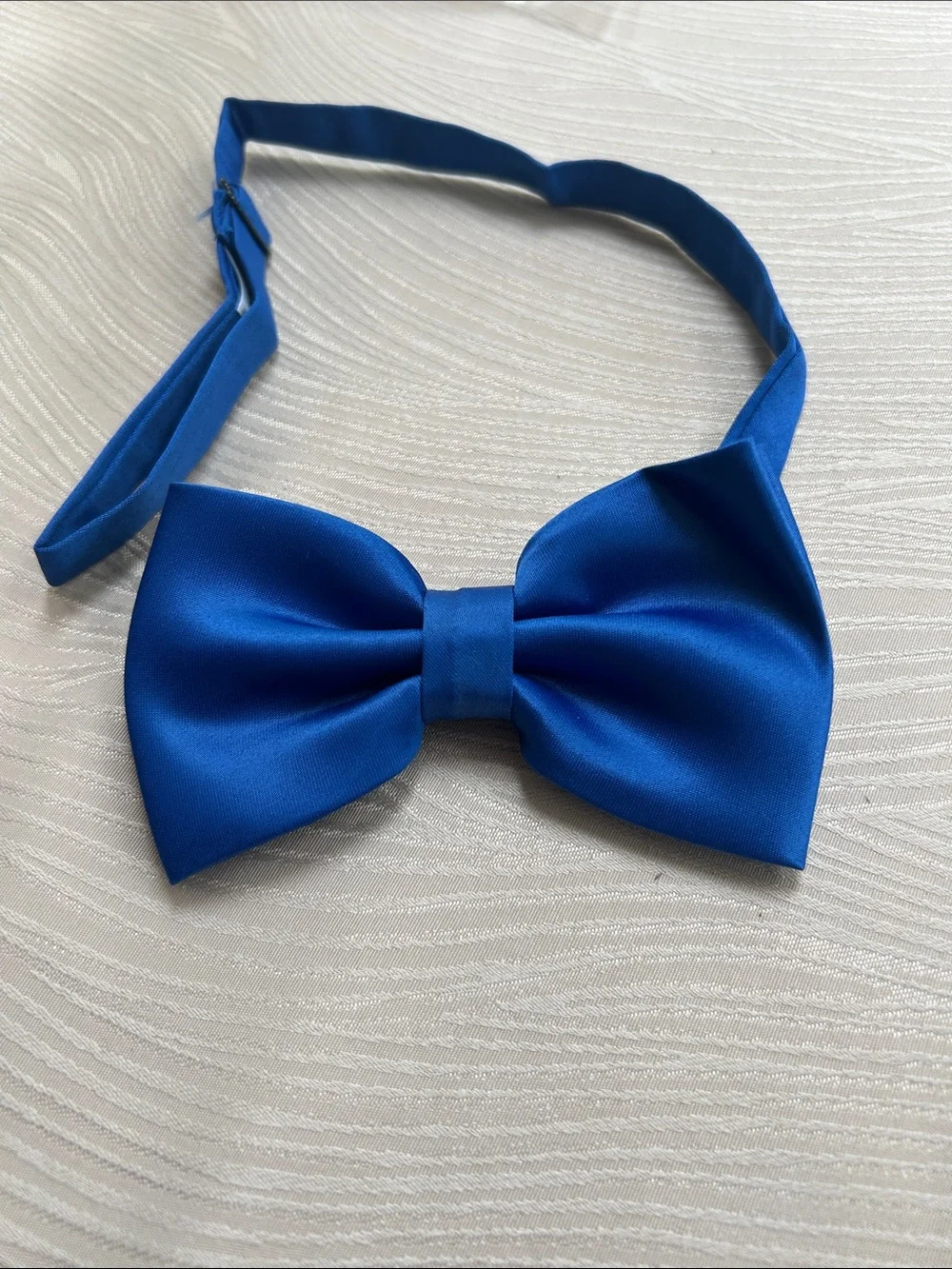 Kids Blue Satin Bow Tie - Adjustable Neck Strap